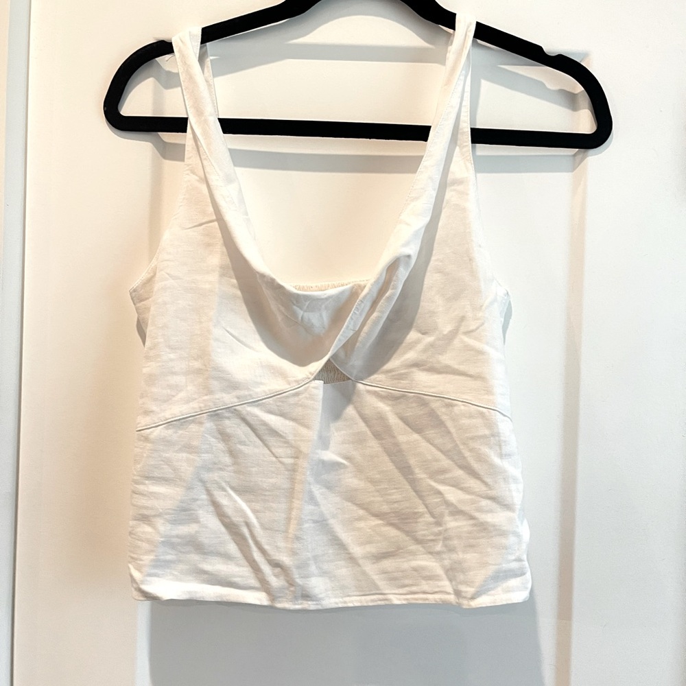 White Abercrombie & Fitch Linen Tank Top